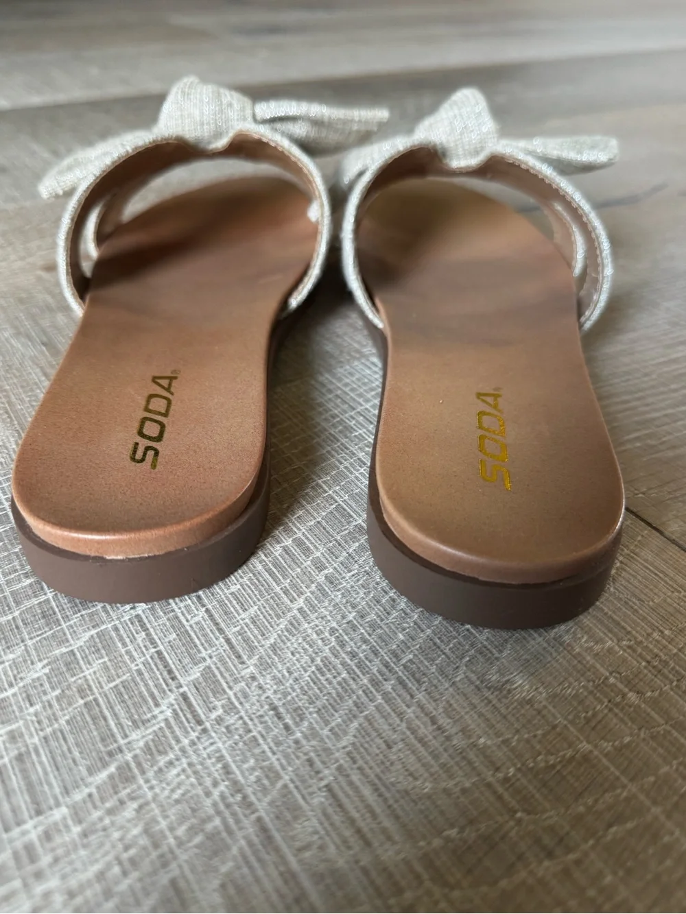 Soda Women's Beige Knotted Bow Slide Sandals